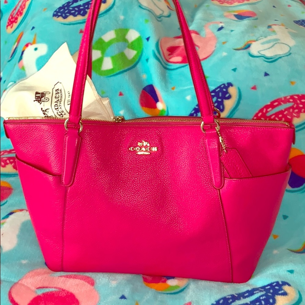 SALE Coach Ava II Pebble Leather Pink Ruby
